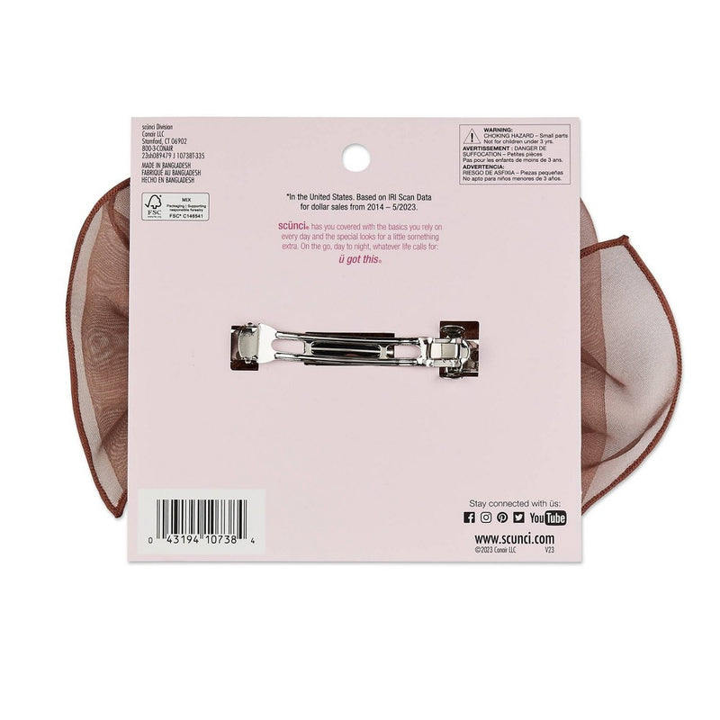 scunci be-u-tiful Chiffon Bow Barrette Clip - Taupe