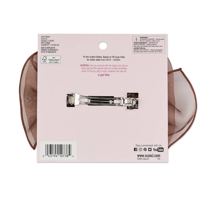 scunci be-u-tiful Chiffon Bow Barrette Clip - Taupe