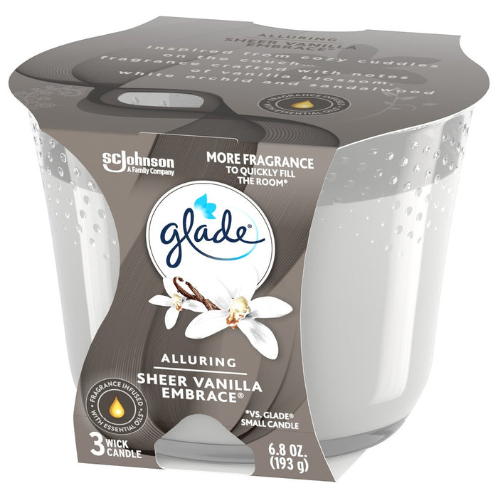 Glade 3 Wick Candles Sheer Vanilla Embrace - 6.8oz