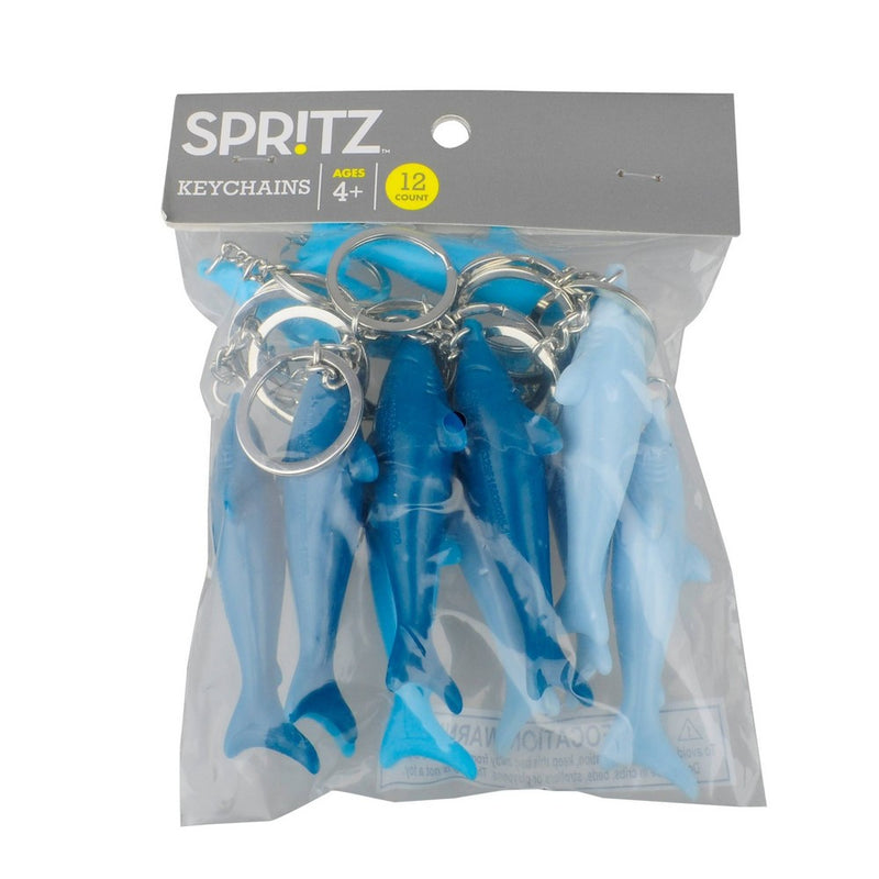 12ct Party Favor Shark Key Chains Blue/Silver - Spritz