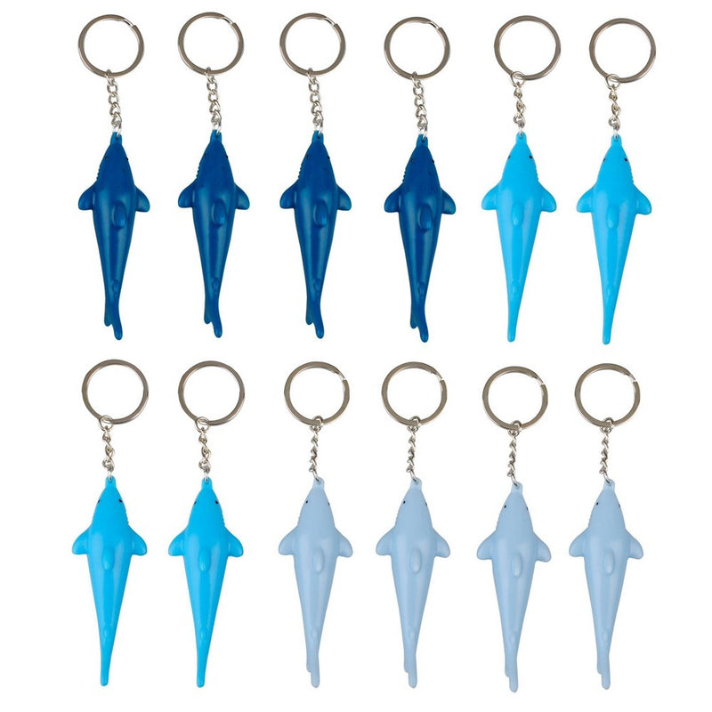 12ct Party Favor Shark Key Chains Blue/Silver - Spritz
