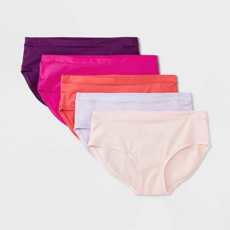 Girls' 5pk Microfiber Hipster - All In Motion Neon Pink M