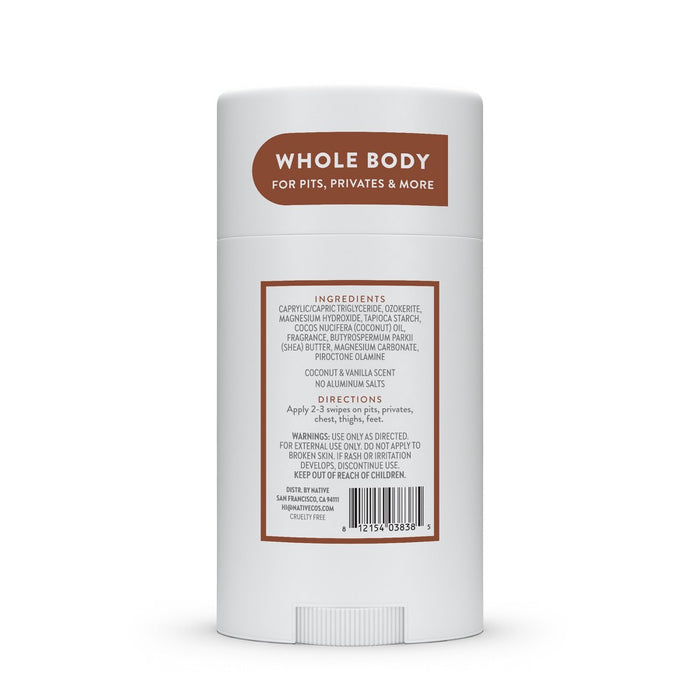 Native Whole Body Deodorant Stick - Coconut & Vanilla - Aluminum Free - 2.3oz