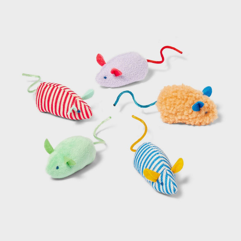 Mouse Critter Plush Cat Toy - 5pk - Boots & Barkley
