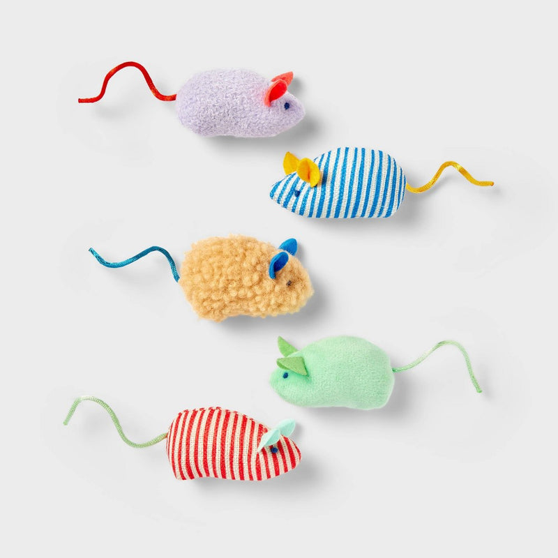 Mouse Critter Plush Cat Toy - 5pk - Boots & Barkley