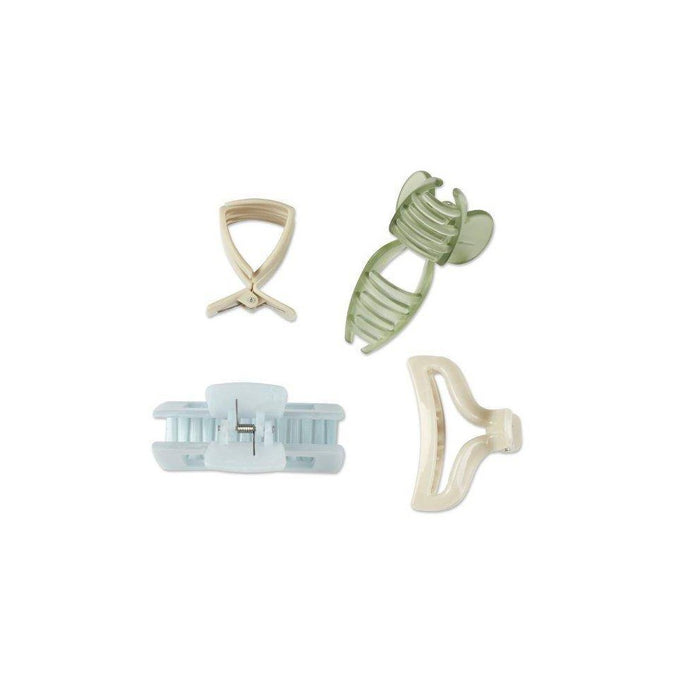 scunci Consciously Minded Recycled Claw Clips - Matte Blue/Cream/Green/Taupe - All Hair - 4pcs