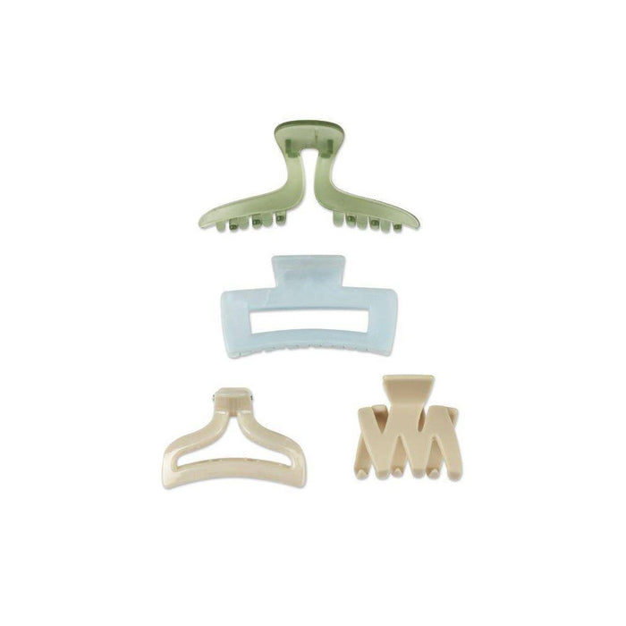 scunci Consciously Minded Recycled Claw Clips - Matte Blue/Cream/Green/Taupe - All Hair - 4pcs