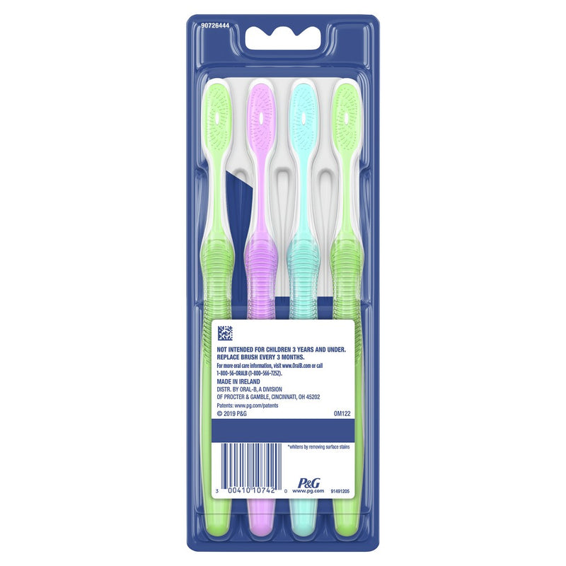 Oral-B 3D White Vivid Manual Toothbrushes, Soft Bristles, 4ct