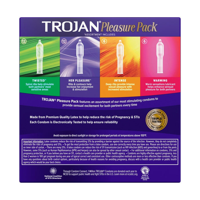 Trojan Pleasure Pack Assorted Lubricated Condoms - 36ct