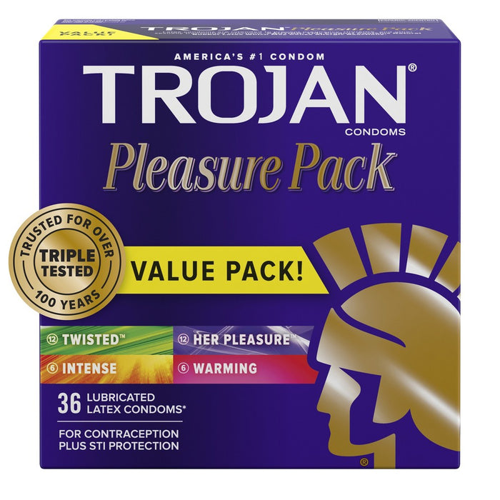 Trojan Pleasure Pack Assorted Lubricated Condoms - 36ct