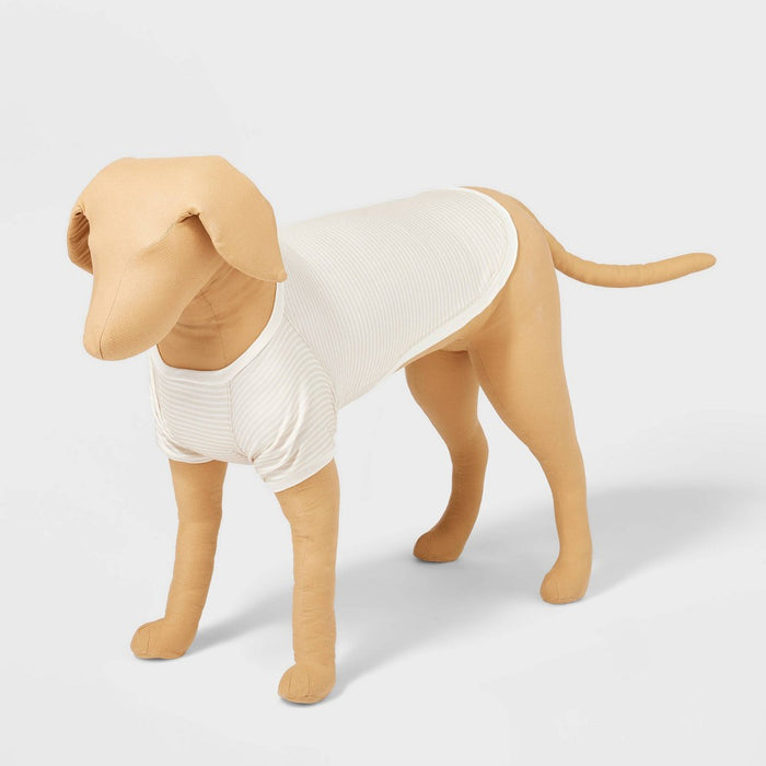 Stripe Lightweight Dog Sweatshirt - Cream - L - Boots & Barkley
