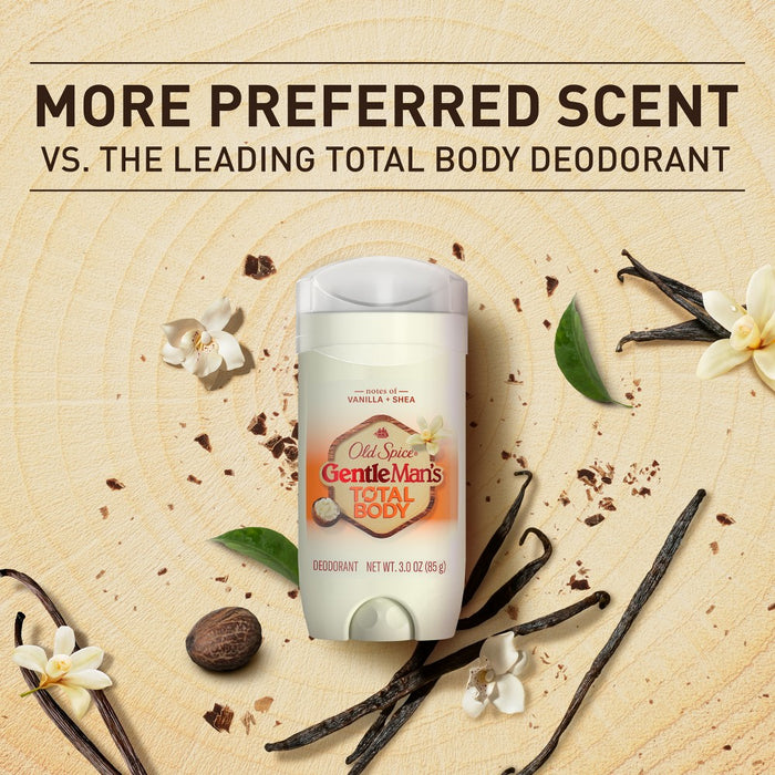 Old Spice Whole Body Deodorant for Men - Total Body Aluminum Free Deodorant - Vanilla & Shea - 3oz