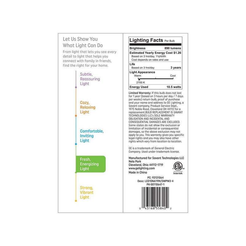 GE 75W 4pk LED Aline SW Light Bulbs