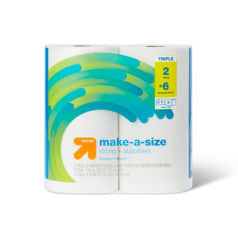 Make-A-Size Paper Towels - 2 Triple Rolls - up & up