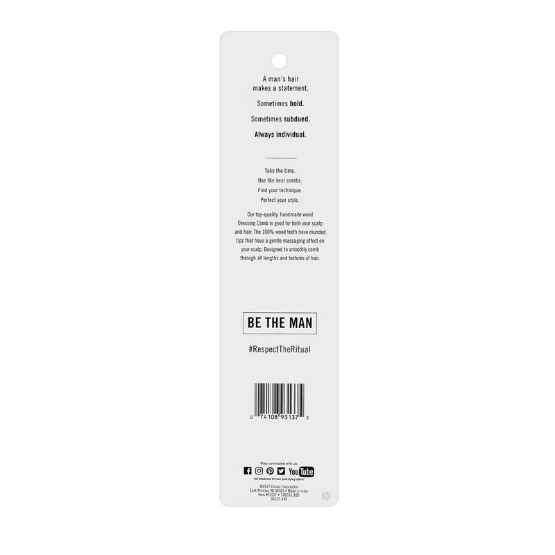 CONAIRMAN 100% Wood Handmade Dressing Comb