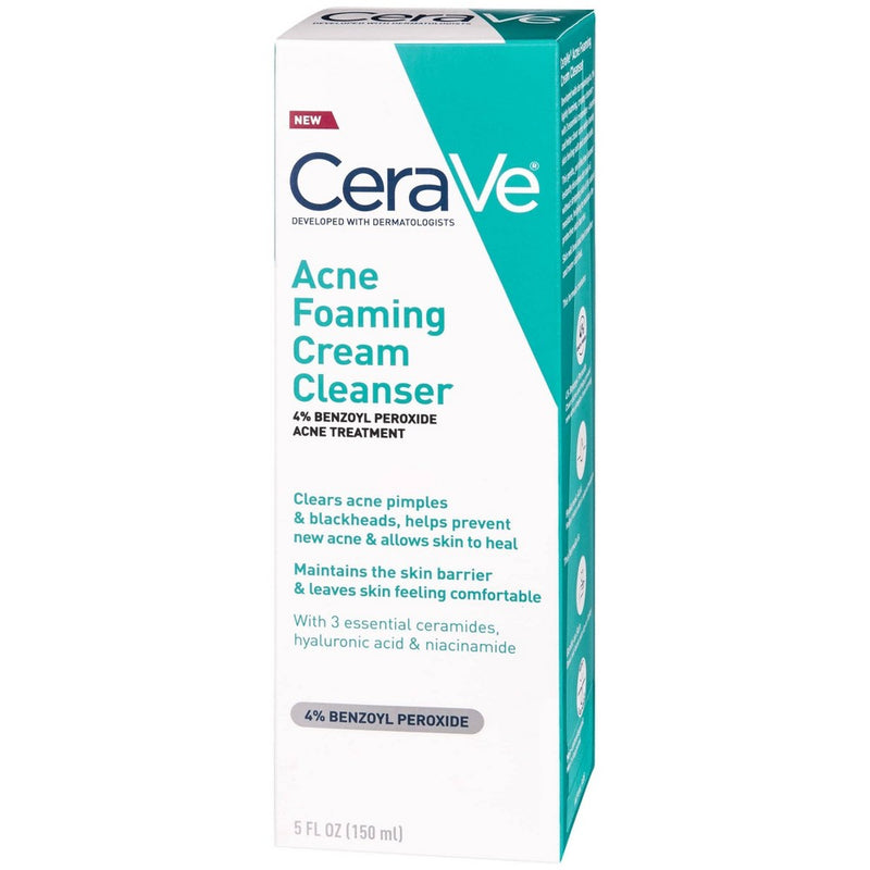 CeraVe Acne Foaming Cream Face Cleanser, Acne Treatment Face Wash - Fragrance-Free - 5oz