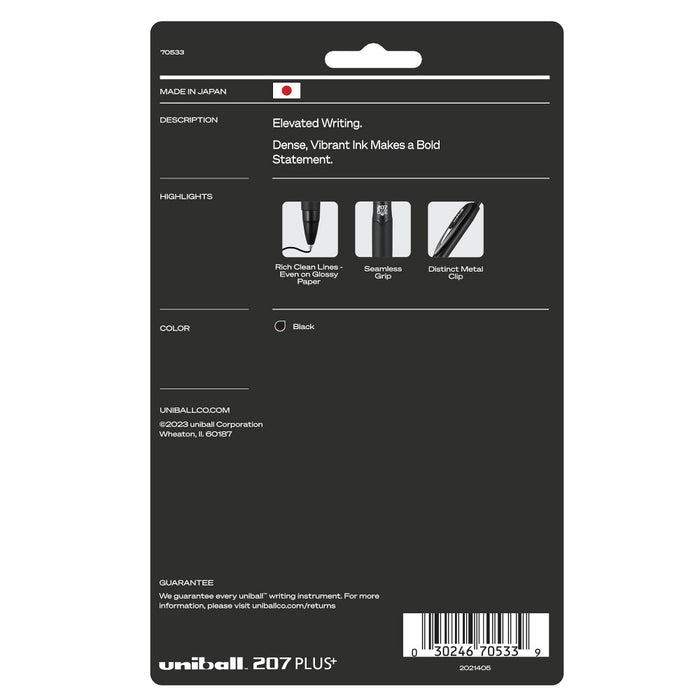 uniball 6pk 207 Plus+ Gel Pen 0.7mm Medium Point Black Ink Black Barrel