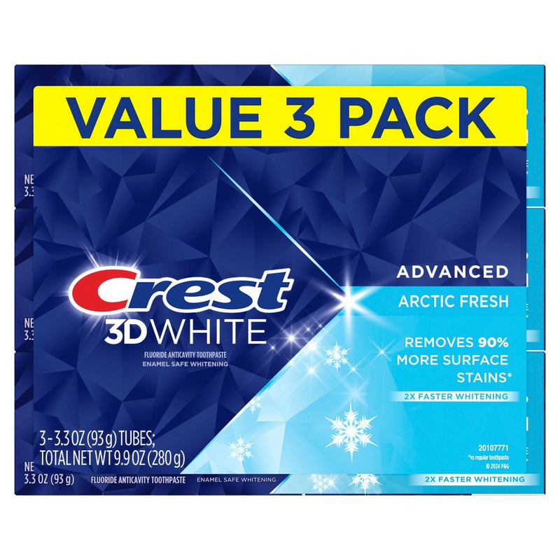 Crest 3D White Advanced Teeth Whitening Toothpaste, Arctic Fresh - 3.3 oz