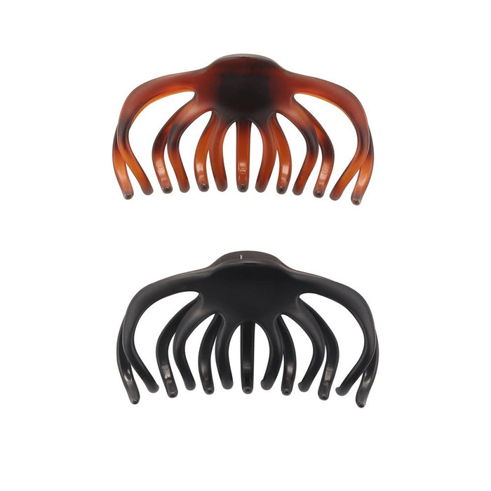 scunci Recycled Large Claw Clips - Brown/Black - Thick Hair - 2pk