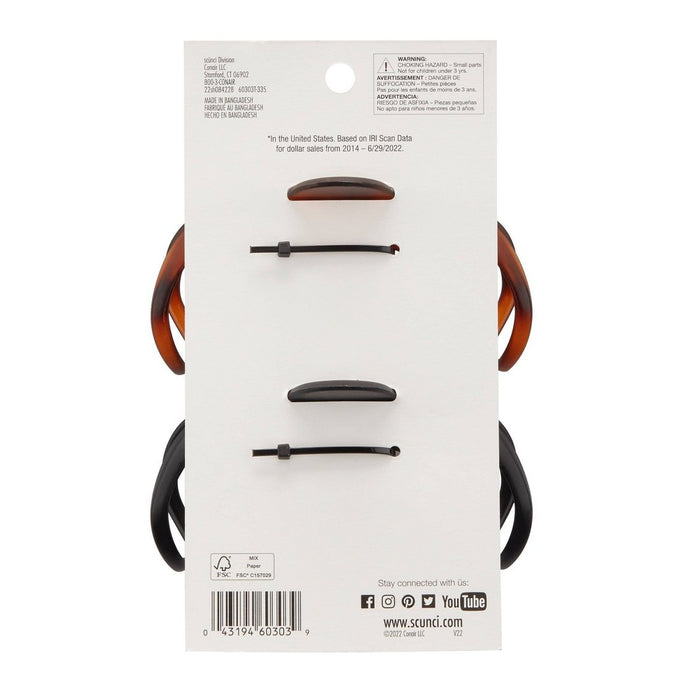 scunci Recycled Large Claw Clips - Brown/Black - Thick Hair - 2pk