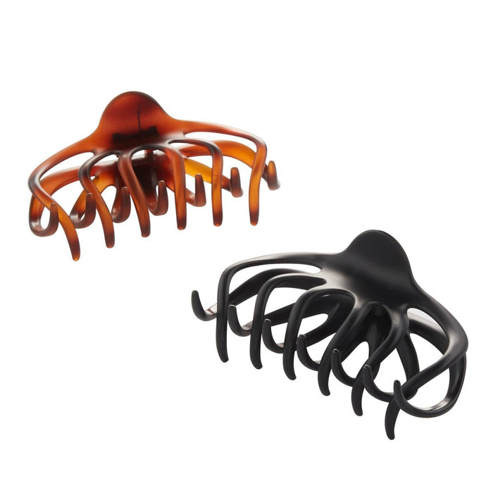 scunci Recycled Large Claw Clips - Brown/Black - Thick Hair - 2pk