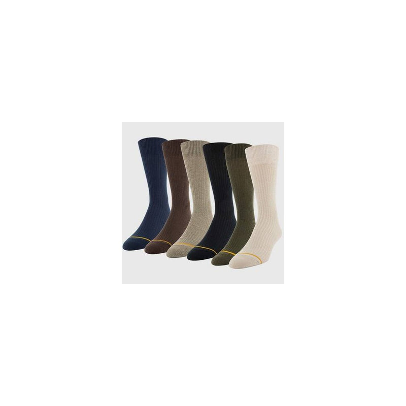 Signature Gold by GOLDTOE Men's Repreve All Season Rib Crew Socks 6pk - Khaki 6-12.5