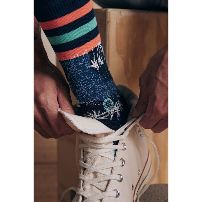 STANCE x WADE Men's Camo Print Palm Crew Socks - Blue L