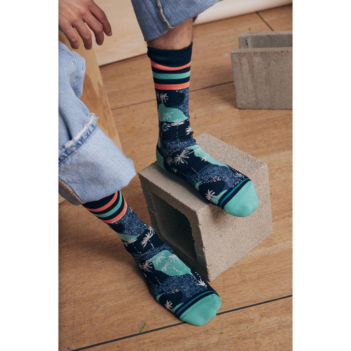 STANCE x WADE Men's Camo Print Palm Crew Socks - Blue L