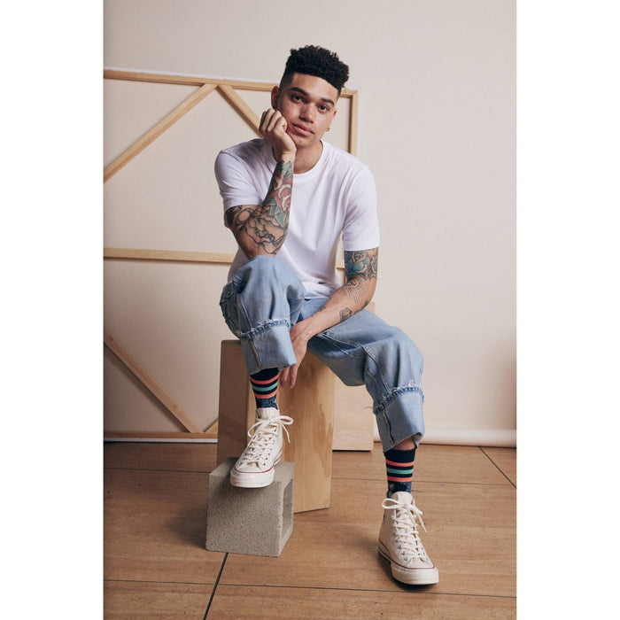 STANCE x WADE Men's Camo Print Palm Crew Socks - Blue L