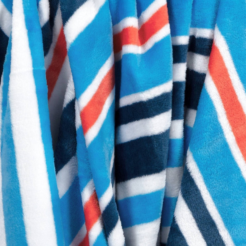 Beachy Striped Printed Plush Throw Blanket White - Sun Squad