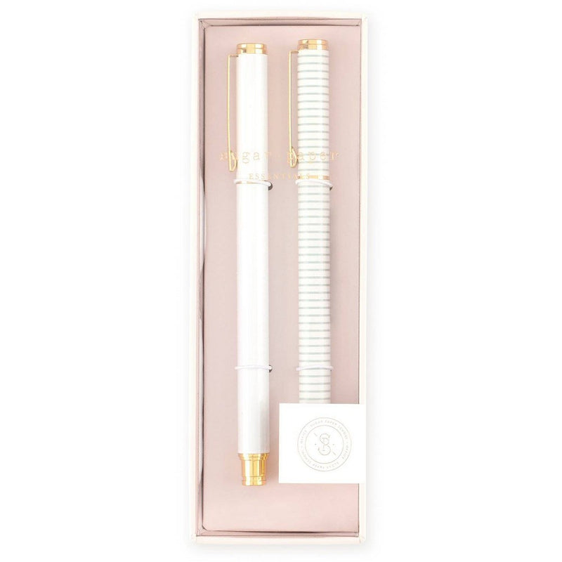 Sugar Paper Essentials 2pk Ballpoint Pen Black Ink White and Gold