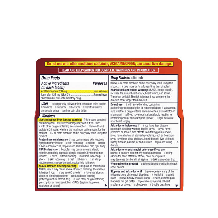 Motrin Acetaminophen Dual Action with Tylenol Pain Reliever - 80ct