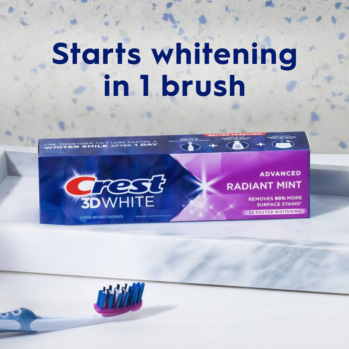Crest 3D White Advanced Teeth Whitening Toothpaste, Radiant Mint - 3.3oz/3pk