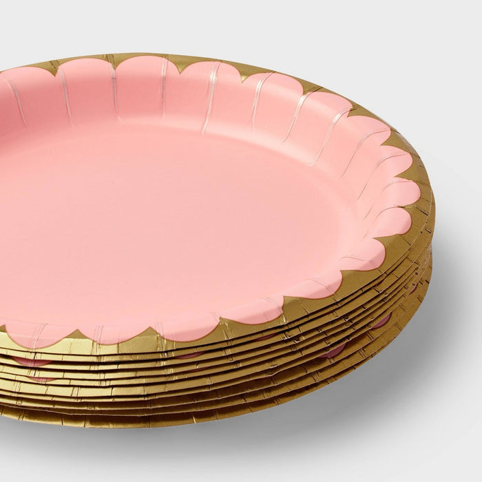 10ct Light Pink Scalloped Dinner Plates Spritz — Total
