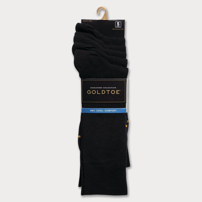 Signature Gold by GOLDTOE Men's Flatknit Crew Socks 5pk - Black 6-12.5