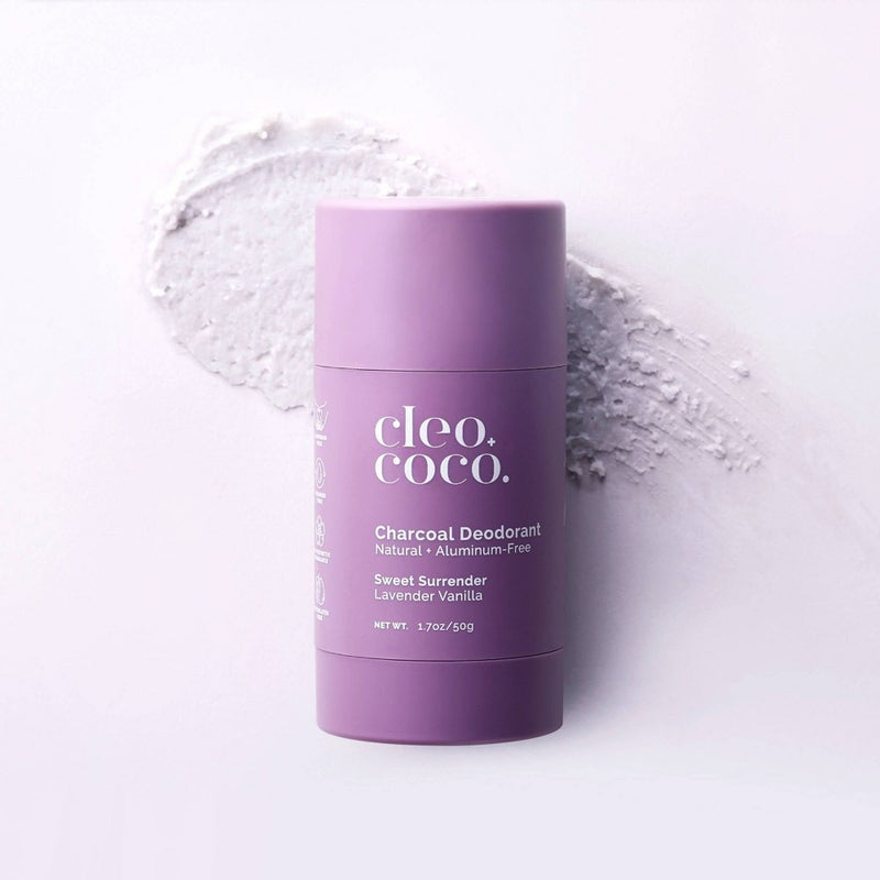 cleo+coco. Natural Charcoal Deodorant For Men and Women - Aluminum Free - Lavender Vanilla - 1.7oz