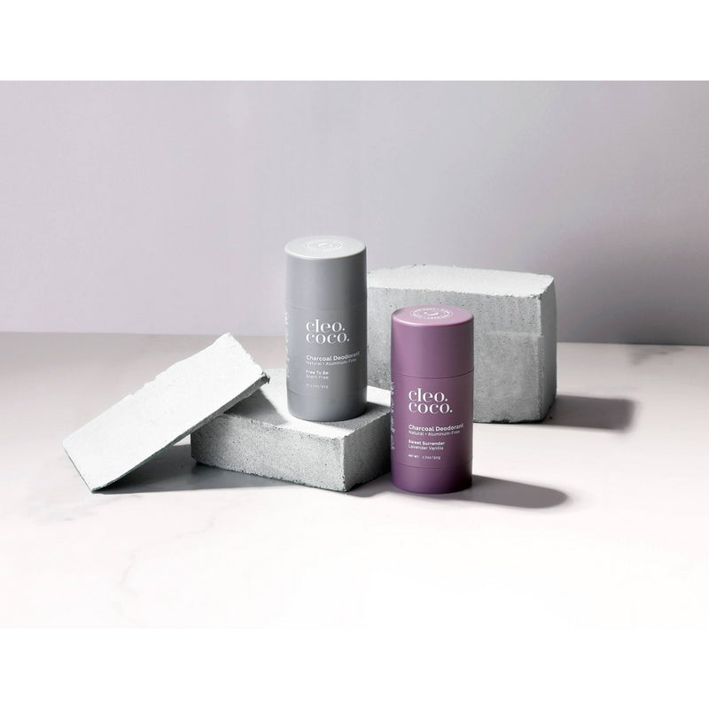 cleo+coco. Natural Charcoal Deodorant For Men and Women - Aluminum Free - Lavender Vanilla - 1.7oz