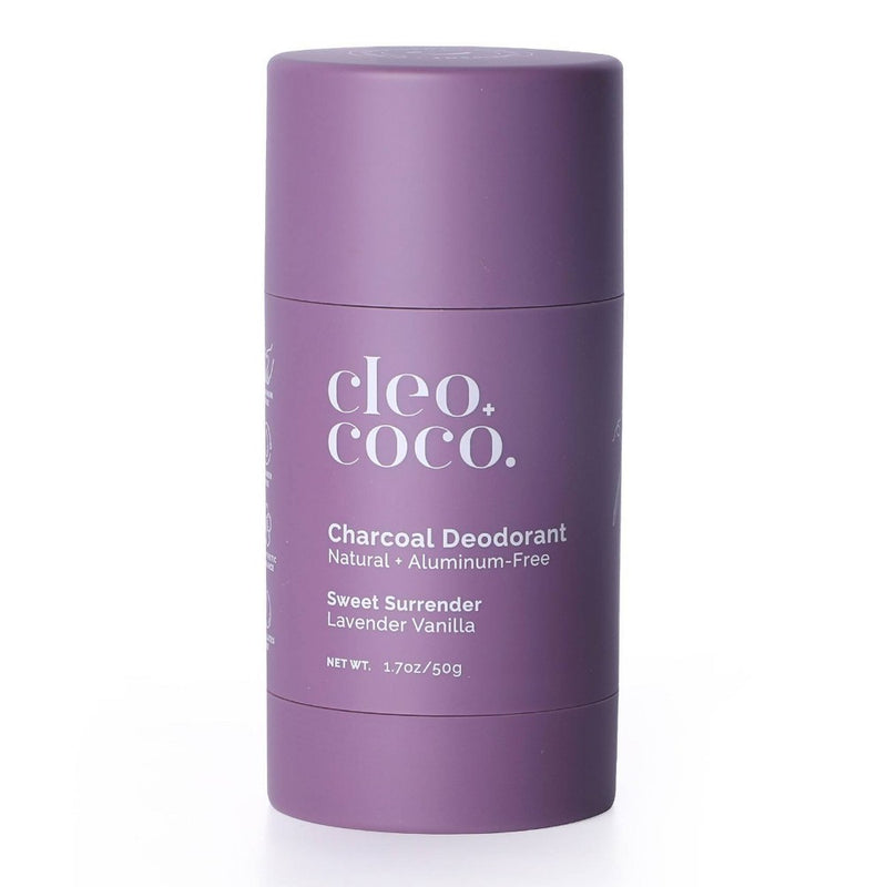 cleo+coco. Natural Charcoal Deodorant For Men and Women - Aluminum Free - Lavender Vanilla - 1.7oz