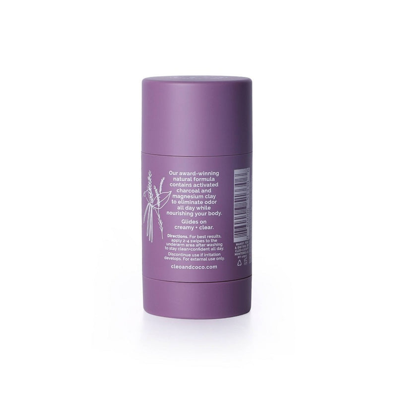 cleo+coco. Natural Charcoal Deodorant For Men and Women - Aluminum Free - Lavender Vanilla - 1.7oz