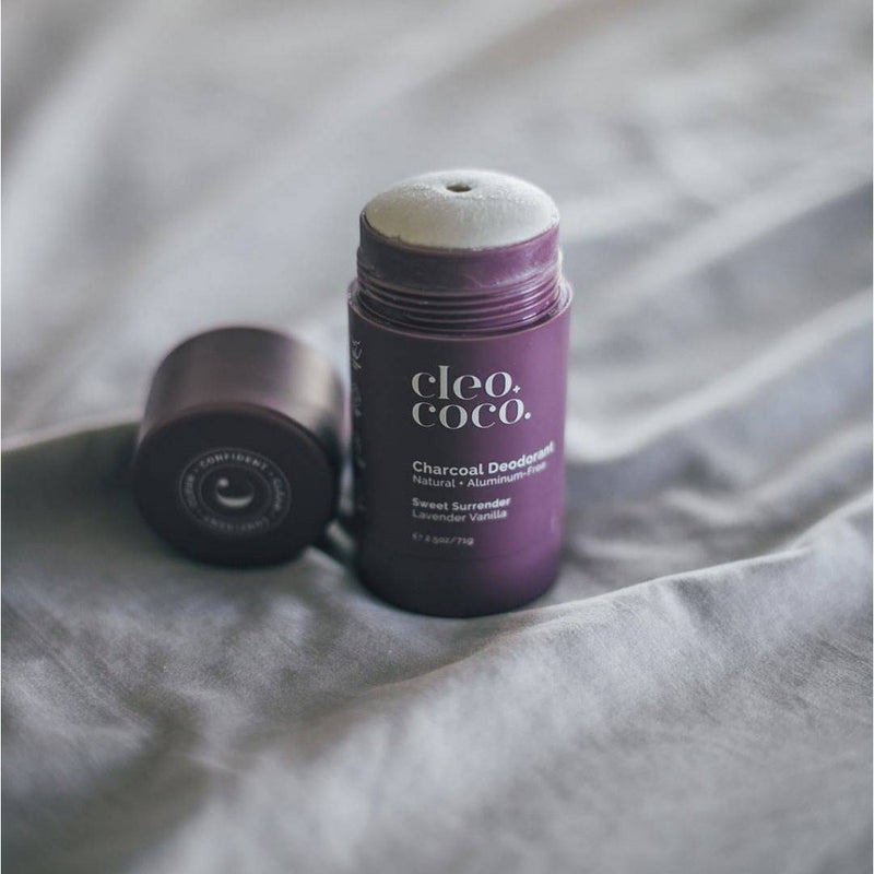 cleo+coco. Natural Charcoal Deodorant For Men and Women - Aluminum Free - Lavender Vanilla - 1.7oz