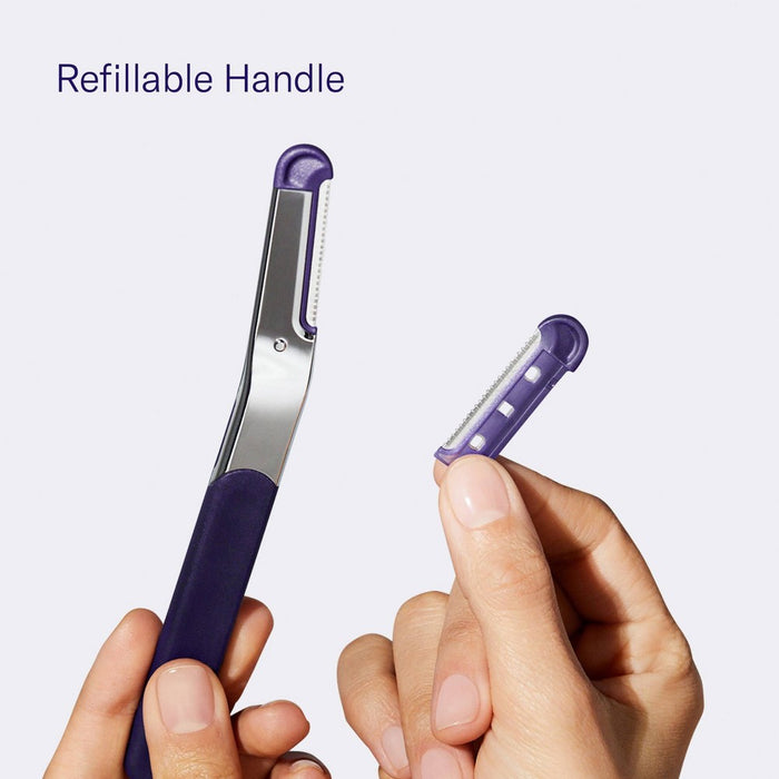 Flamingo Dermaplane Razor - Reusable Facial Razor - 1 Razor Handle - 2 Refill Cartridges