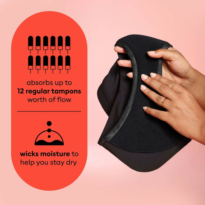 Thinx for All Women's Everyday Comfort Hi-Waist Leakproof Period Briefs - Black L