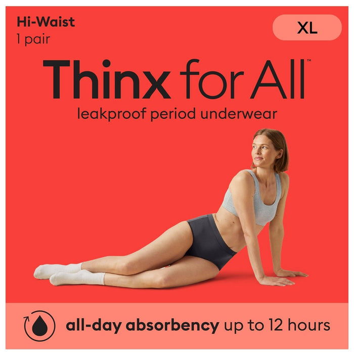 Thinx for All Women's Everyday Comfort Hi-Waist Leakproof Period Briefs - Black L