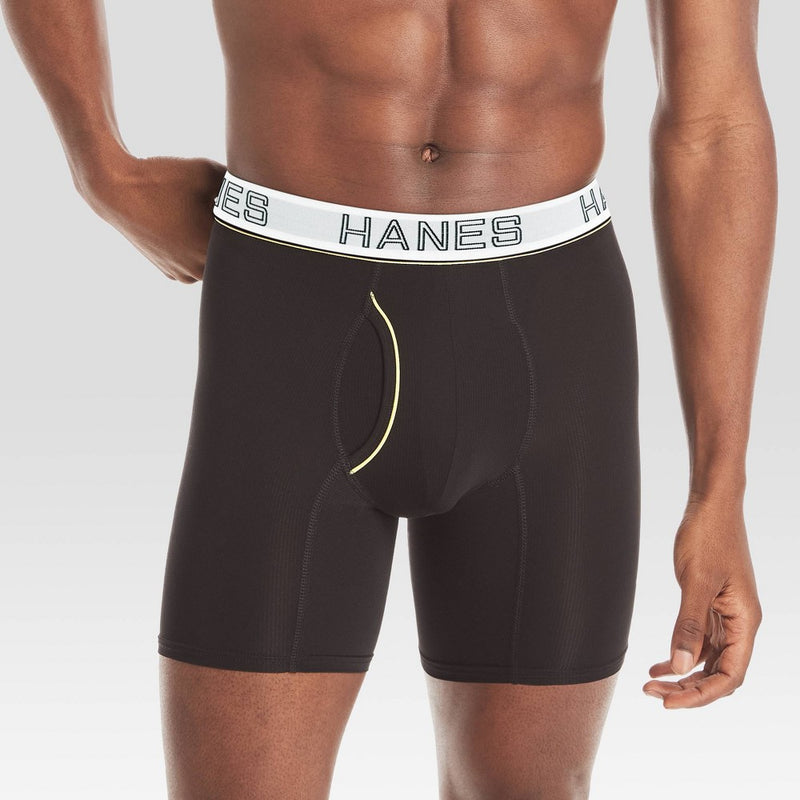 Hanes Originals Premium Men's Lightweight Mesh Comfort Flex Fit Boxer Briefs - Black L