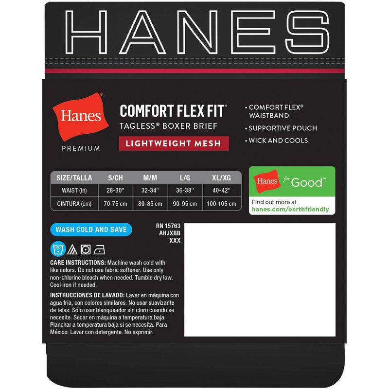Hanes Originals Premium Men's Lightweight Mesh Comfort Flex Fit Boxer Briefs - Black L