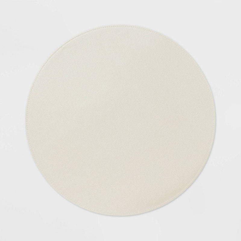 15" Round Pebble Faux Leather Charger Ivory - Threshold
