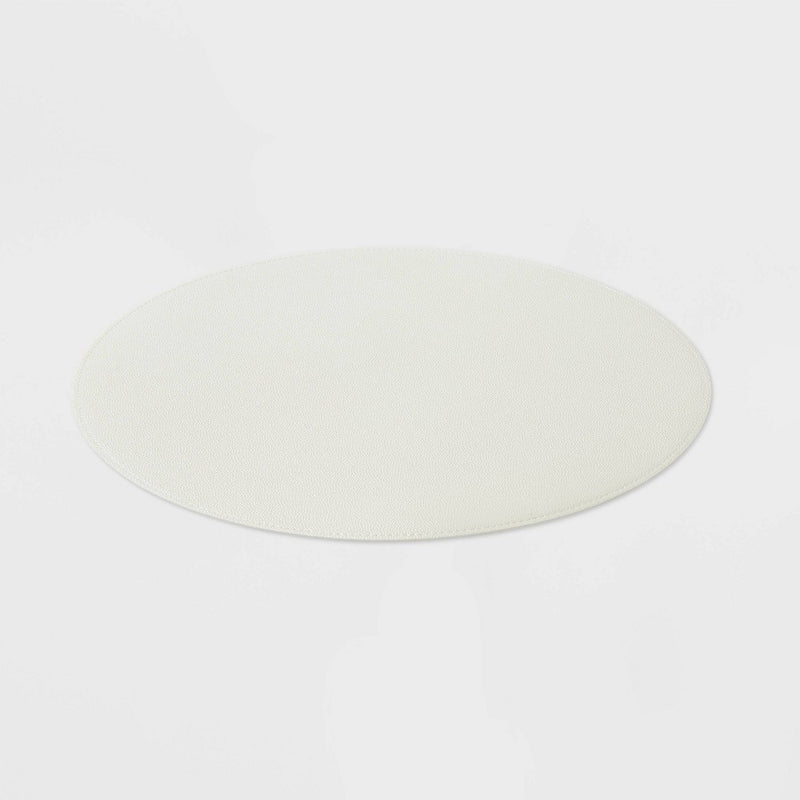 15" Round Pebble Faux Leather Charger Ivory - Threshold