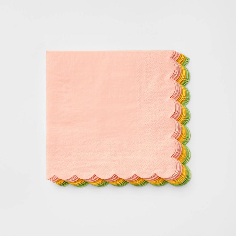 30ct Scalloped Lunch Napkins - Spritz