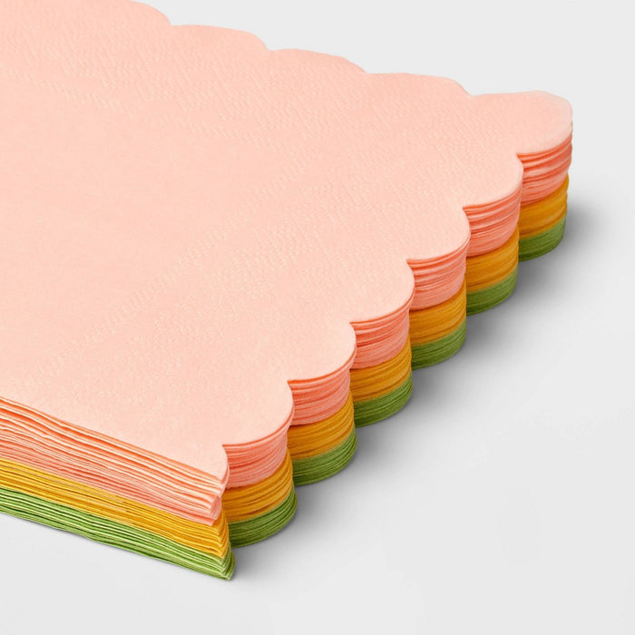 30ct Scalloped Lunch Napkins - Spritz
