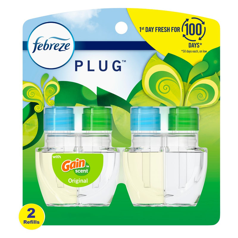 Febreze Odor-Fighting Fade Defy Plug Air Freshener Refill - Gain Original Scent - 1.75 fl oz/2pk